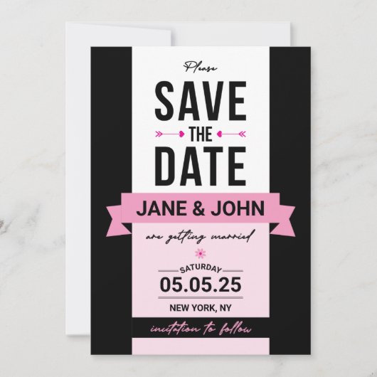 Elegant Retro-stijl Opslaan datumkaart Save The Date (Voorkant)