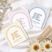 Elegant Retro Stoffig Blauw Monogram Visitekaartje