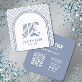 Elegant Retro Stoffig Blauw Monogram Visitekaartje