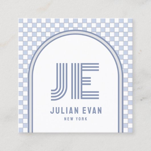 Elegant Retro Stoffig Blauw Monogram Visitekaartje (Voorkant)