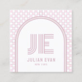 Elegant Retro Stoffig Roze Monogram Visitekaartje (Voorkant)