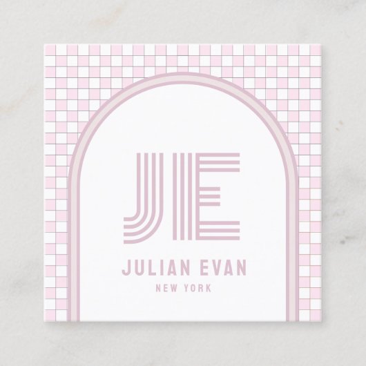 Elegant Retro Stoffig Roze Monogram Visitekaartje (Voorkant)