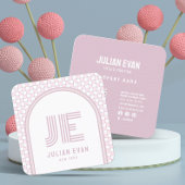 Elegant Retro Stoffig Roze Monogram Visitekaartje