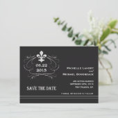 Elegant Retro Style Fleur de Lis Save the Date (Staand voorkant)