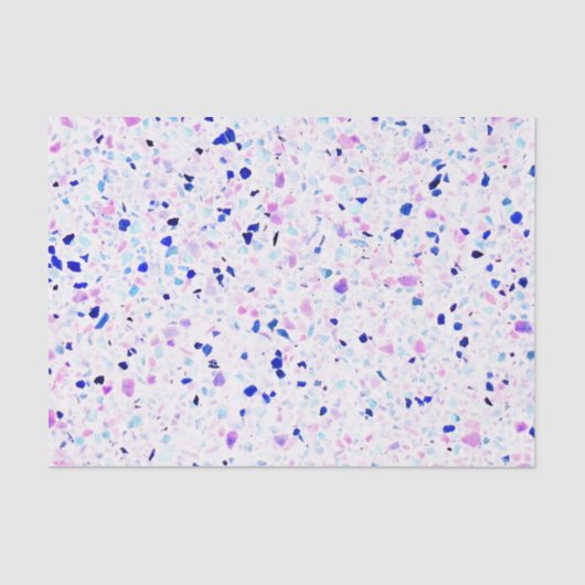 Elegant Retro Terrazzo Paars Blue White Pattern Tissuepapier (Voorkant)