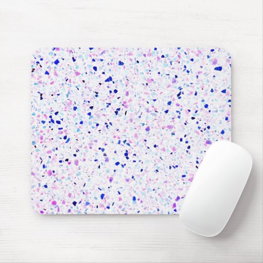 Elegant Retro Terrazzo Paars White Pattern Muismat (Met muis)