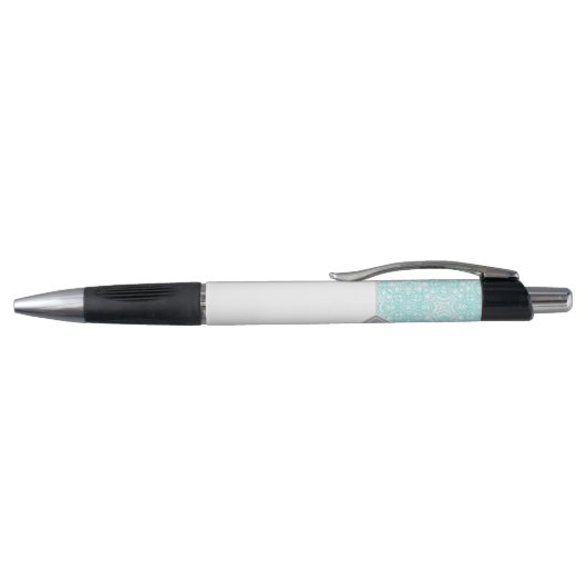 Elegant retro turquoise en grijs monogram patroon. pen (Bovenkant)