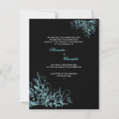 Elegant Retro Turquoise Flower Swirl Wedding Kaart (Achterkant)