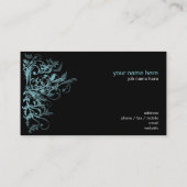Elegant Retro Turquoise Flower Swirls Visitekaartje (Achterkant)