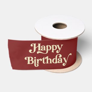 Elegant Retro Typografie Happy Birthday Satijnen Lint
