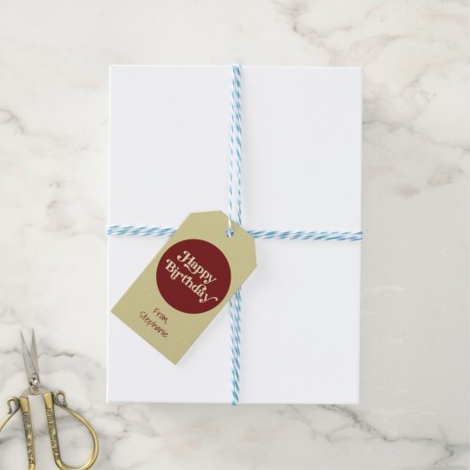 Elegant Retro Typografie Royal Happy Birthday Cadeaulabel (Met Touw)