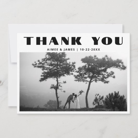 Elegant Retro Typography Photo Wedding Thank You (Voorkant)
