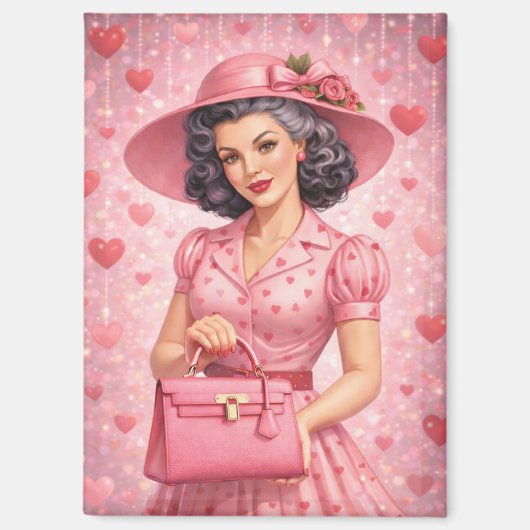 Elegant Retro Valentine  Magnet (Voorkant)