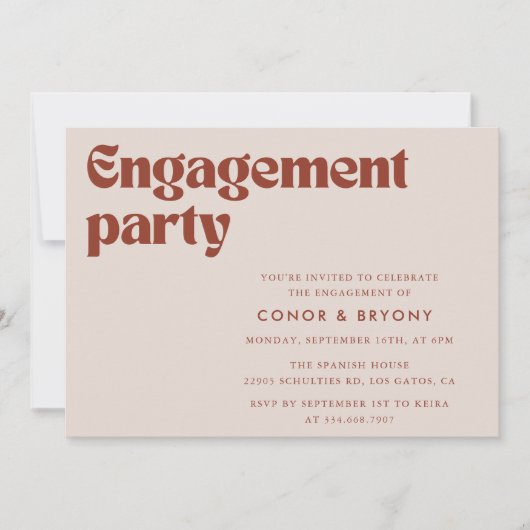 Elegant Retro Verloving Feest Kaart (Voorkant)