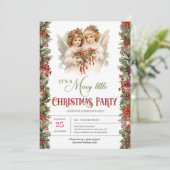 Elegant retro Victoriaans Angels Kerstfeest Kaart (Staand voorkant)