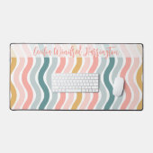 Elegant Retro Wavy Stripes Personalized Desk Mat (Keyboard & Muis)