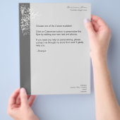 Elegant Retro White Flower Swirls Dark Grey Flyer (Hand)