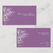 Elegant Retro White Flower Swirls Lavender Visitekaartje (Voorkant / Achterkant)