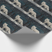 Elegant retro white winter fox cadeaupapier (Hoek)