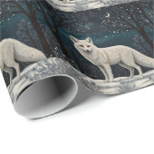 Elegant retro white winter fox cadeaupapier (Rol Hoek)