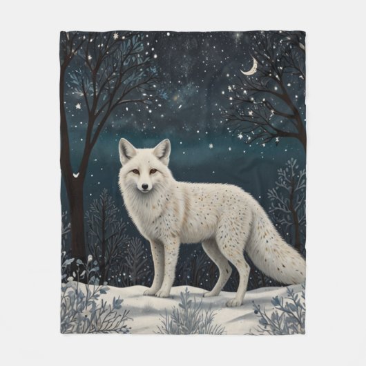 Elegant retro white winter fox fleece deken (Voorkant)