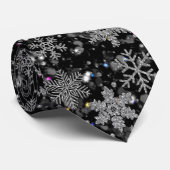 Elegant retro winter woodland bird snowflakes stropdas (Opgerold)