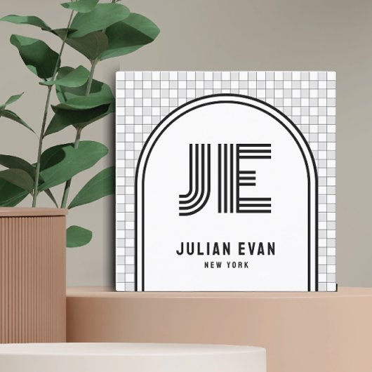 Elegant Retro Wit Monogram Visitekaartje