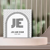 Elegant Retro Wit Monogram Visitekaartje