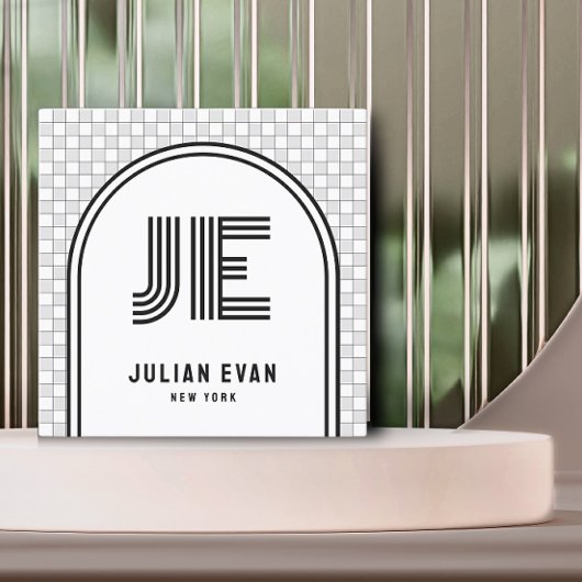 Elegant Retro Wit Monogram Visitekaartje