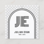 Elegant Retro Wit Monogram Visitekaartje (Voorkant)