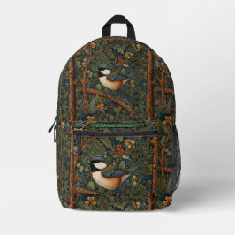 Elegant retro woodland bird  bedrukte rugzak