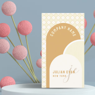 Elegant Retro Yellow Gingham Visitekaartje