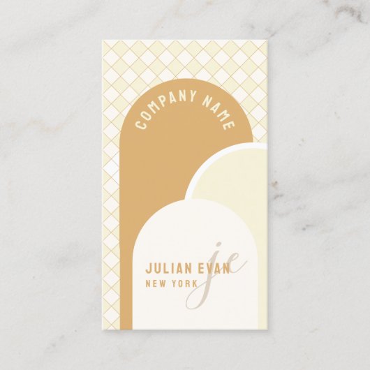 Elegant Retro Yellow Gingham Visitekaartje (Voorkant)