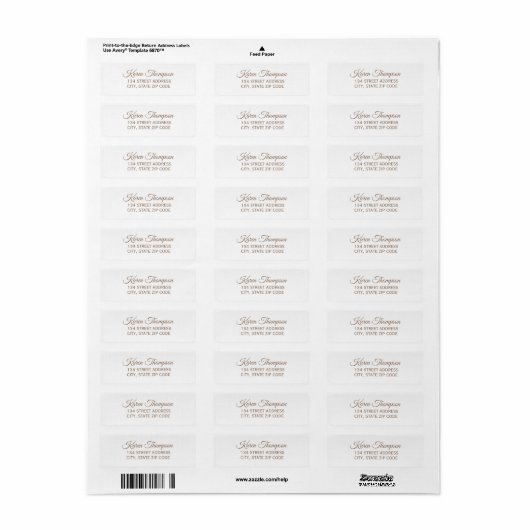 Elegant Return Address Label (Full Sheet)