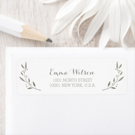 Elegant Return Address Labels Grey Floral (Insitu)