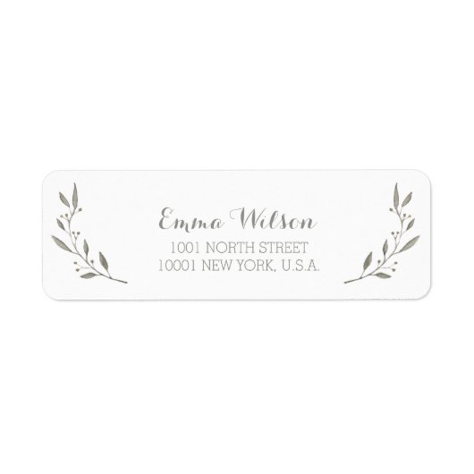 Elegant Return Address Labels Grey Floral (Voorkant)