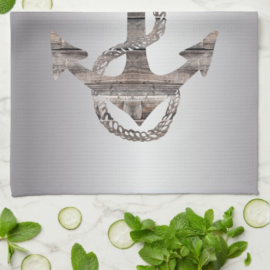 elegant reustisch nautisch ANCHOR + SANTA HAT | Ke Theedoek (Gevouwen)