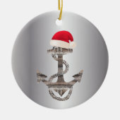 elegant reustisch nautisch ANCHOR + SANTA HAT | Keramisch Ornament (Voorkant)