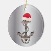 elegant reustisch nautisch ANCHOR + SANTA HAT | Keramisch Ornament (Links)