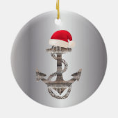 elegant reustisch nautisch ANCHOR + SANTA HAT | Keramisch Ornament (Achterkant)