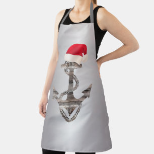 elegant reustisch nautisch ANCHOR + SANTA HAT Schort