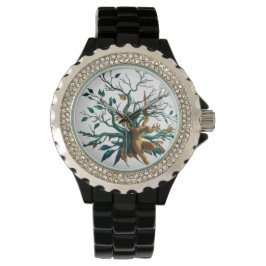 Elegant Rhinestone Black Emaille Horloge