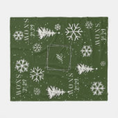 Elegant Rhinestone Green laat het sneeuwmonogramme Fleece Deken (Voorkant (Horizontaal))