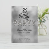Elegant Rhinestone Silver Foil 30th Birthday Party Kaart (Staand voorkant)
