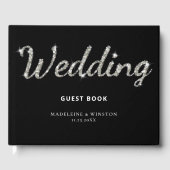 Elegant Rhinestones Chic Black Wedding Guest Book Gastenboek (Voorkant)