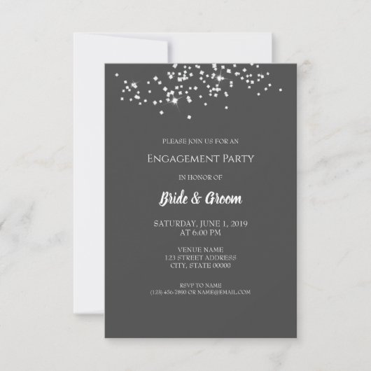 Elegant Rhinestones Engagement Party Save The Date (Voorkant)