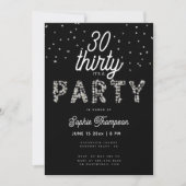 Elegant Rhinestones Glitter Black 30th Birthday Kaart (Voorkant)