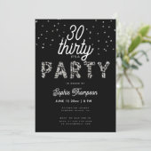 Elegant Rhinestones Glitter Black 30th Birthday Kaart (Staand voorkant)