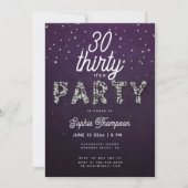 Elegant Rhinestones Glitter Paars 30th Birthday Kaart (Voorkant)