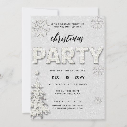 Elegant Rhinestones - Uitnodiging voor kerstfeestd (Voorkant)